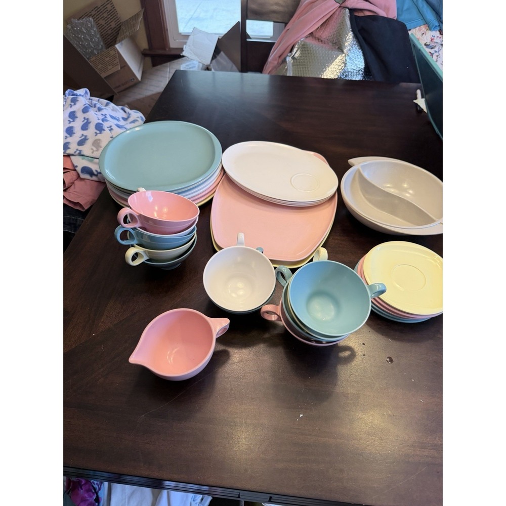 Boonton Ware Melamine Dinner plates platter cups saucers Lot of 32 pieces
